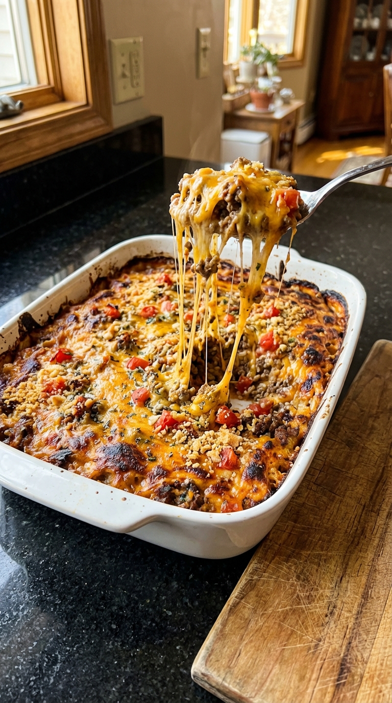 Cheesy Beef and Rice Casserole