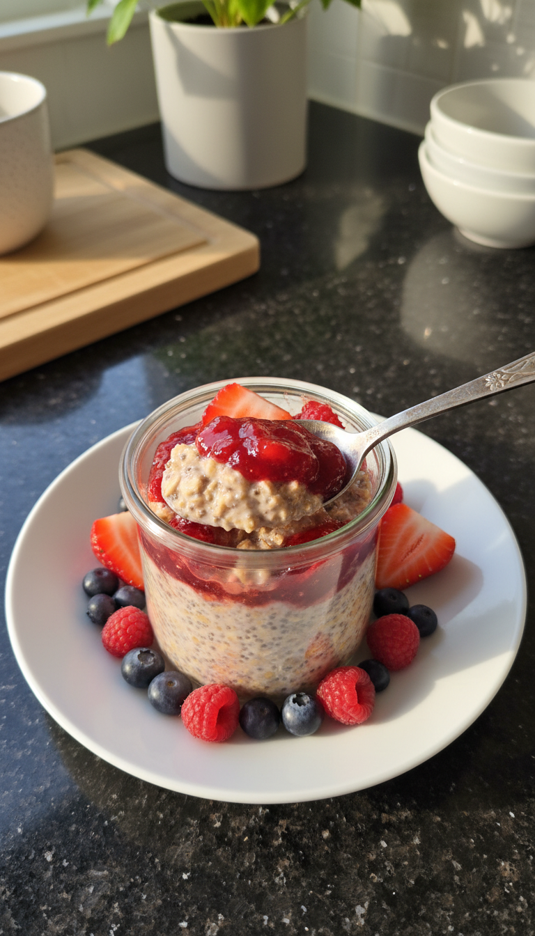 Overnight Oats with Strawberry Jam