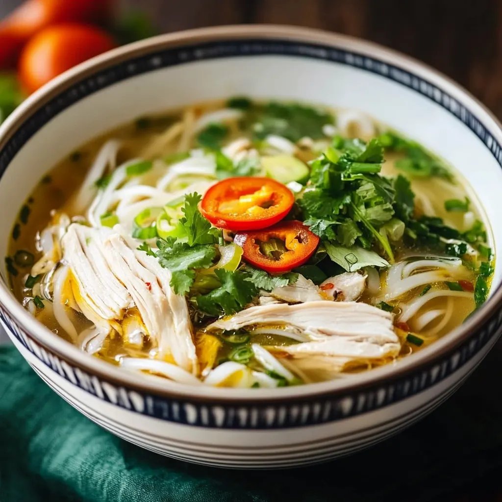 Authentic Vietnamese Chicken Pho Noodle Soup