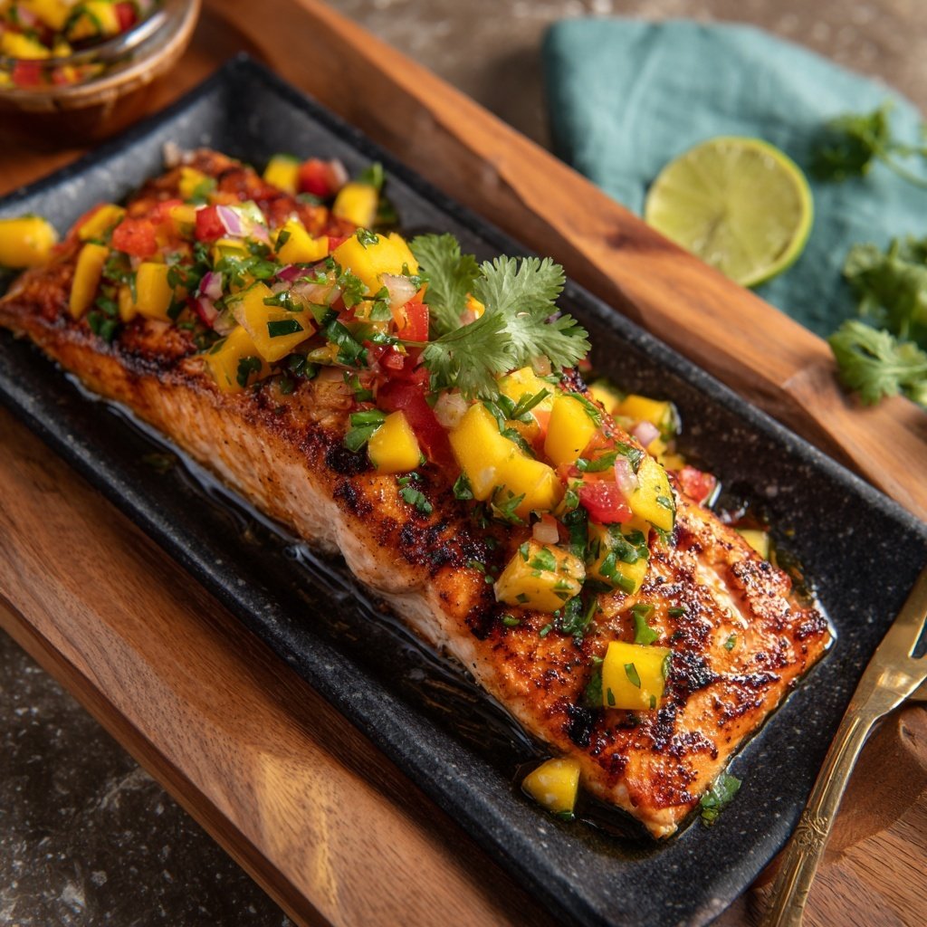 Grilled Salmon with Mango Salsa