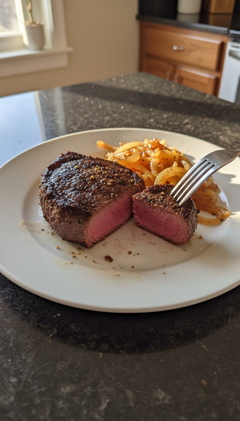 Filet Mignon with Caramelized Onions