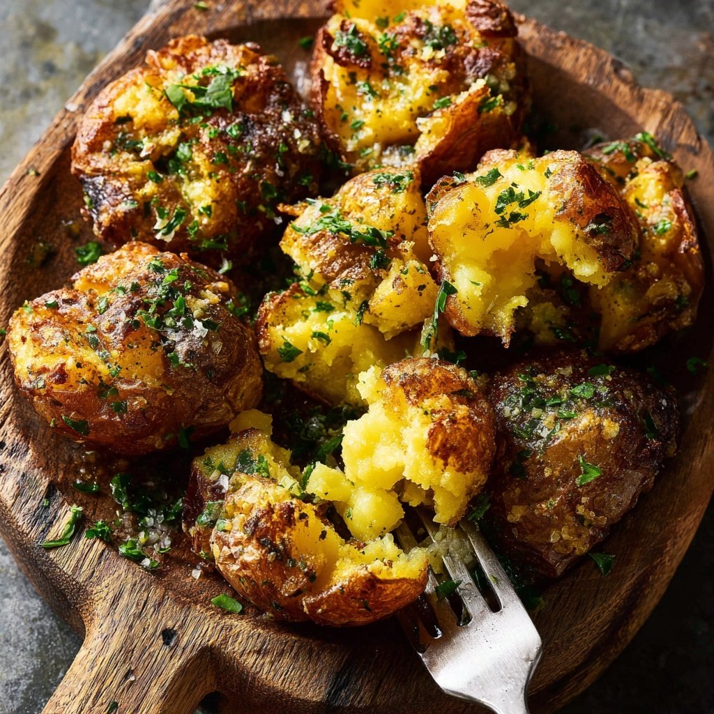 Crispy Smashed Potatoes Garlic