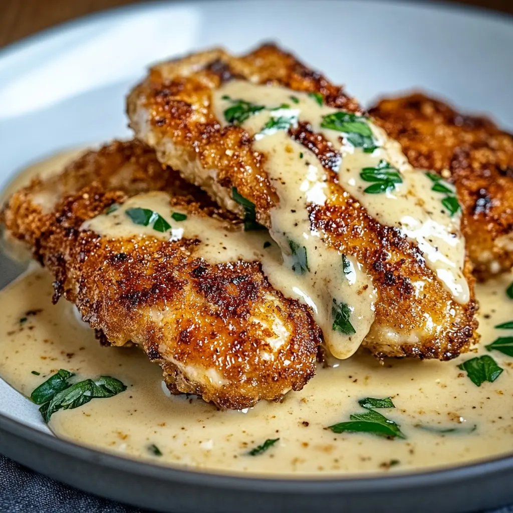 Crispy Parmesan Chicken with a Dreamy Garlic Cream Sauce