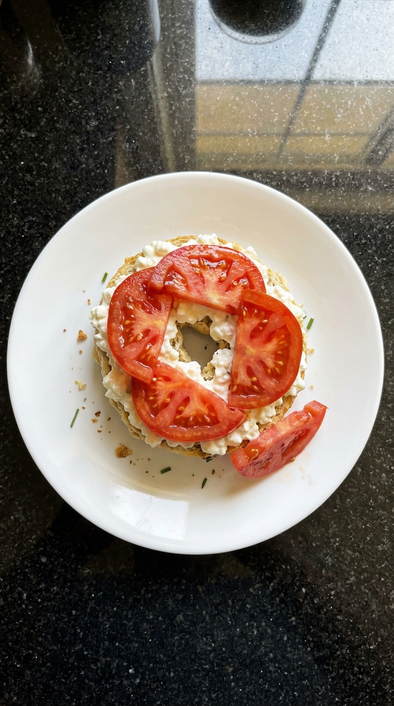 Cottage Cheese Bagel with Tomato