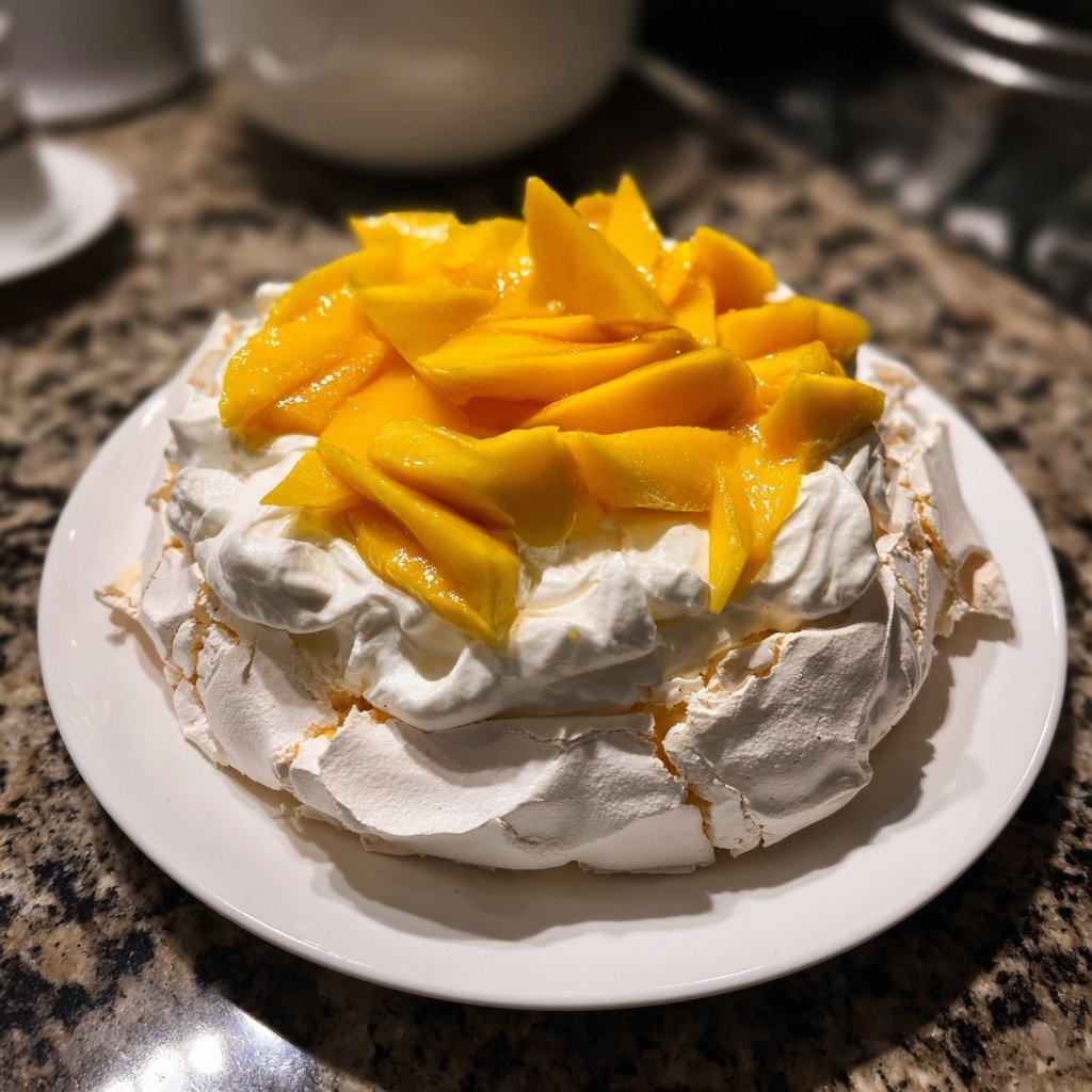 Mango Pavlova with Whipped Cream