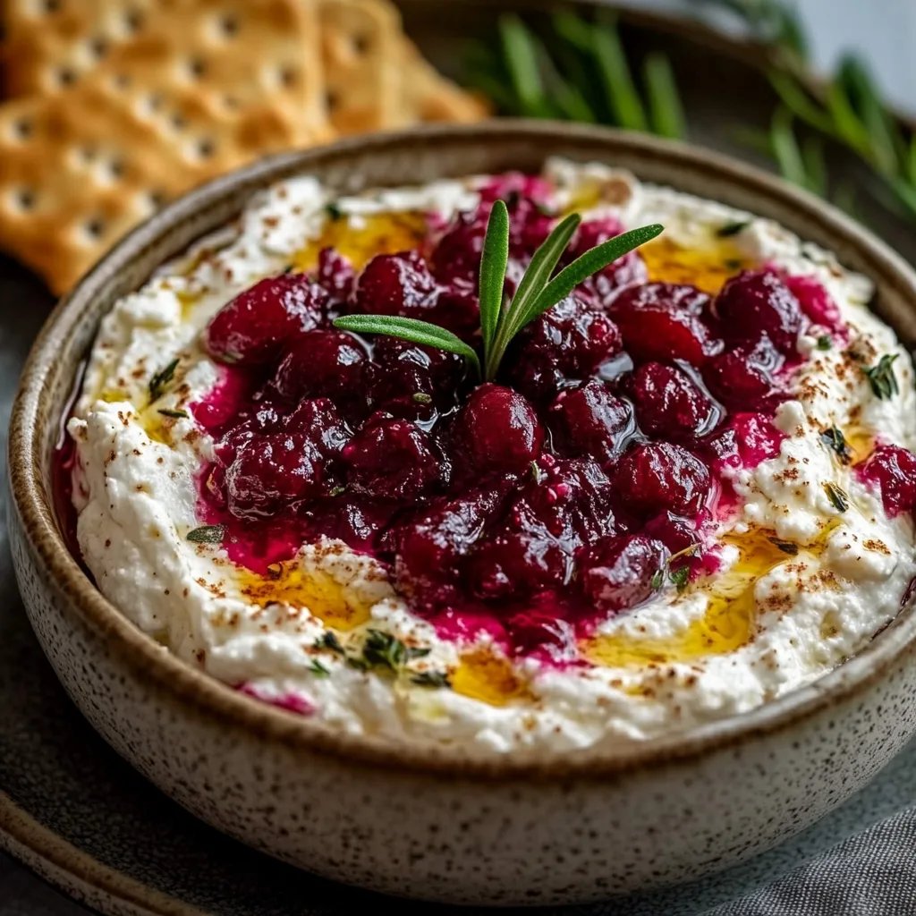 Easy Cranberry Whipped Feta Dip with Crackers