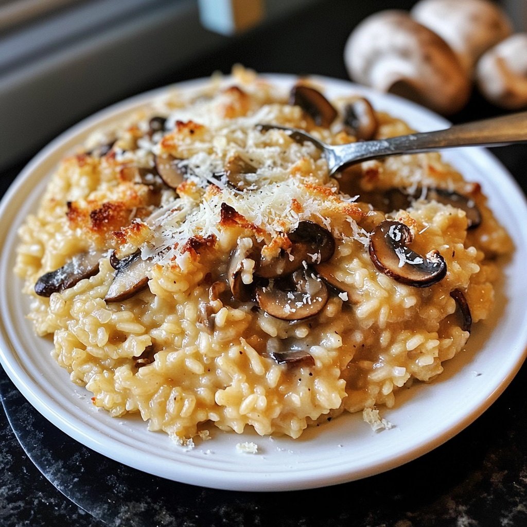 Oven-Baked Risotto with Mushrooms and Parmesan