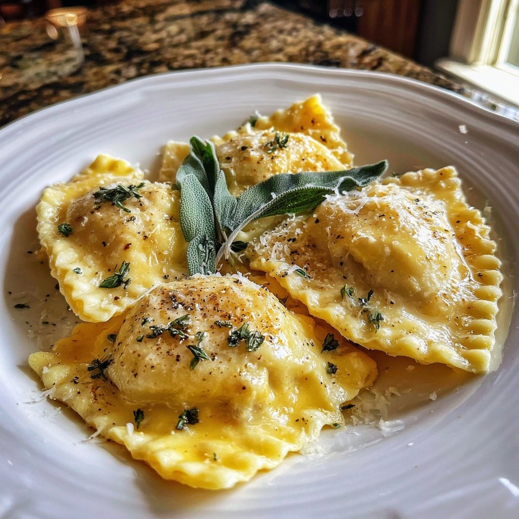 Chestnut and Pear Ravioli with Saged Brown-Butter