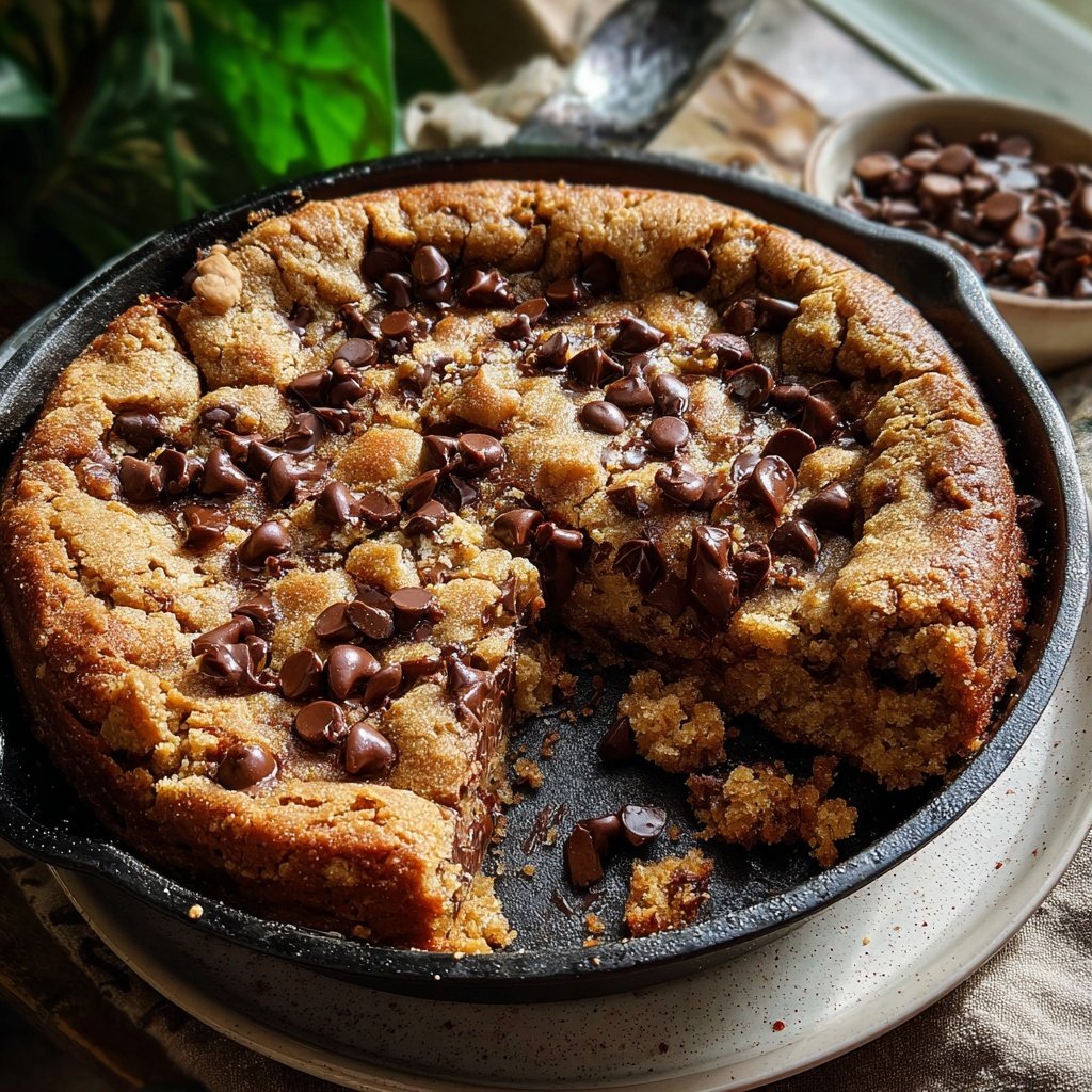 Peanut Butter Chocolate Chip Skillet Cookie Dessert​