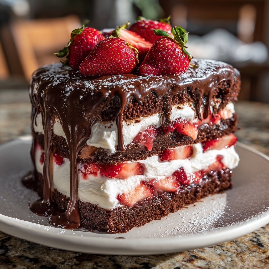 Chocolate Strawberry Shortcake Layer Cake