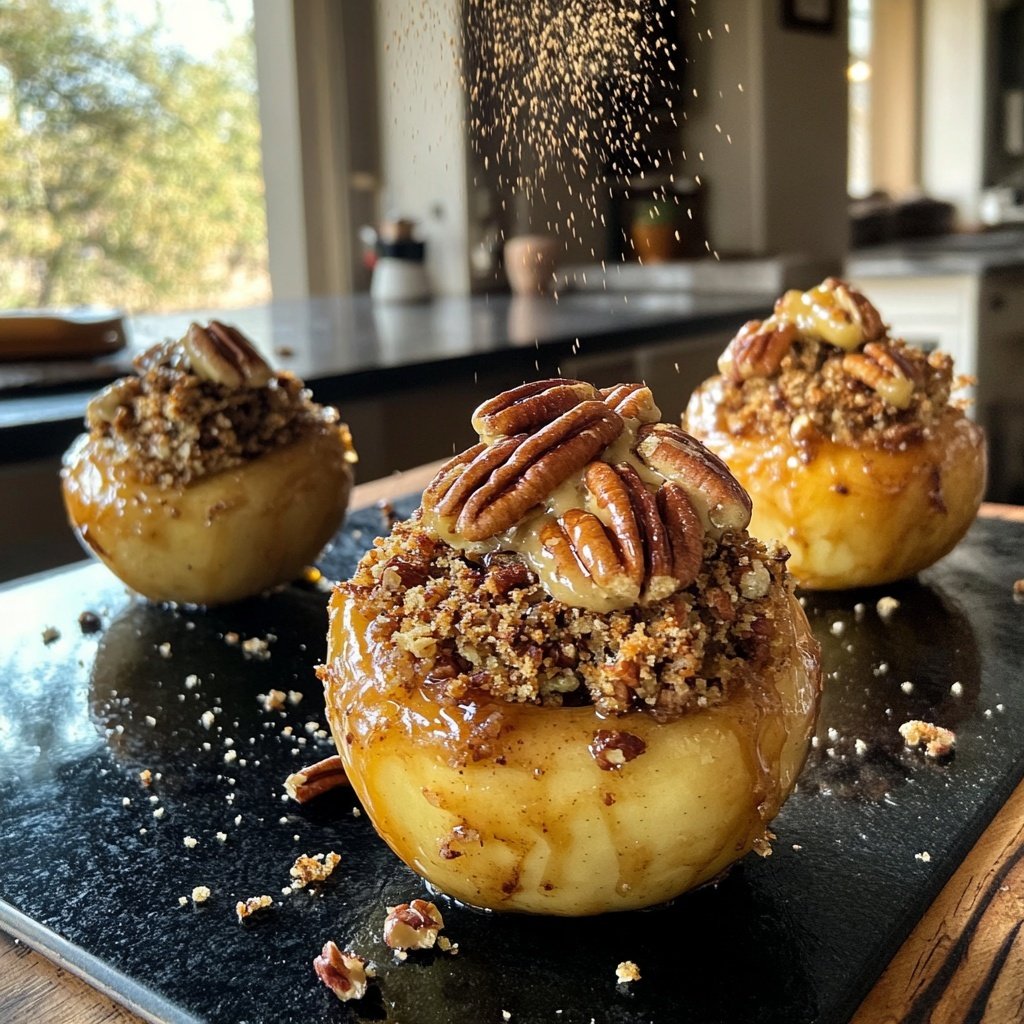Festive Baked Apples with Marzipan and Pecans