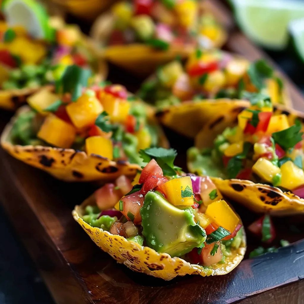 Vegan Mini Guacamole Tacos with Mango Salsa